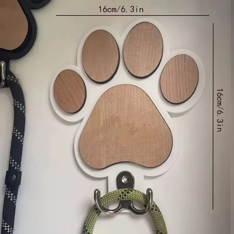 Personalized Wooden Dog Paw Wall Hook Custom Pet Leash Holder Collar Key Coat Rack Home Organization Decor Pet Memorial Gift