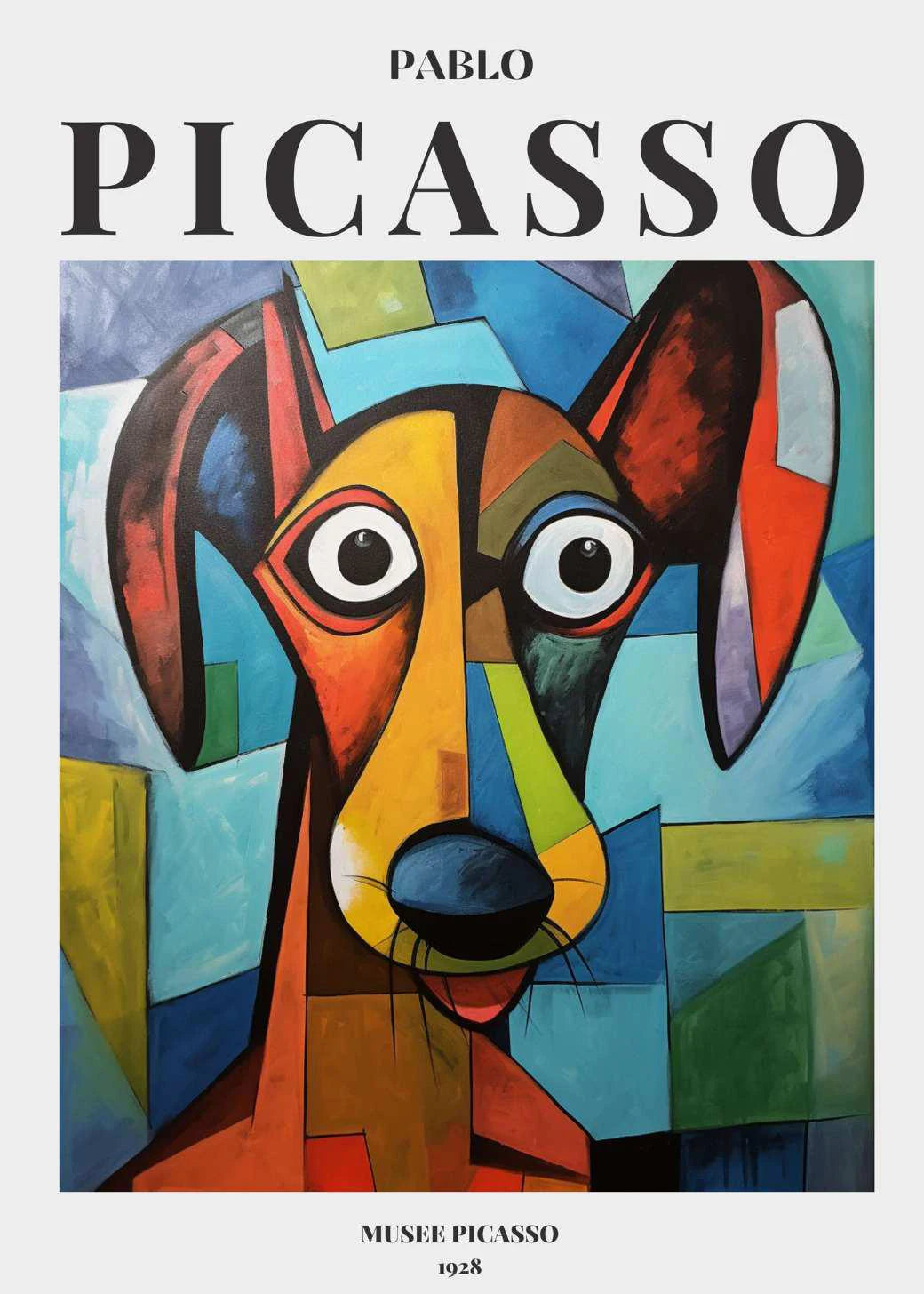Picasso Exhibition Dog Poster Neutral Beige Vintage Minimalist Prints Canvas Painting Wall Art Pictures Home Room Modern Decor