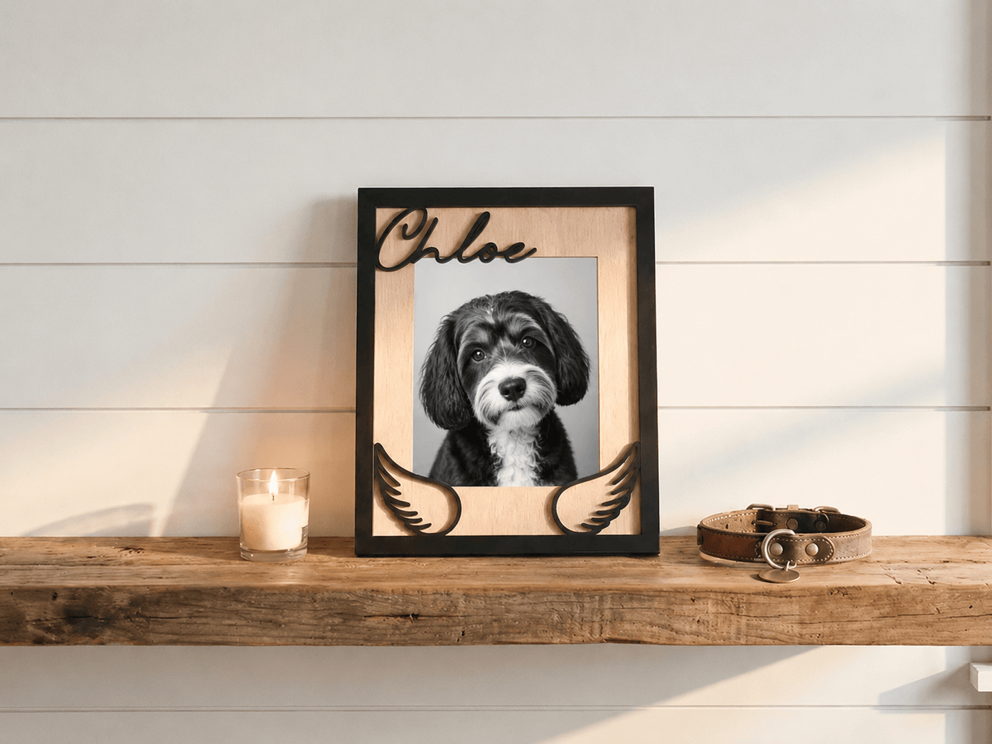 Custom Pet Memorial Picture Frame β Personalized Wooden Dog Photo Frame, Rainbow Bridge Loss Gift - Printoni