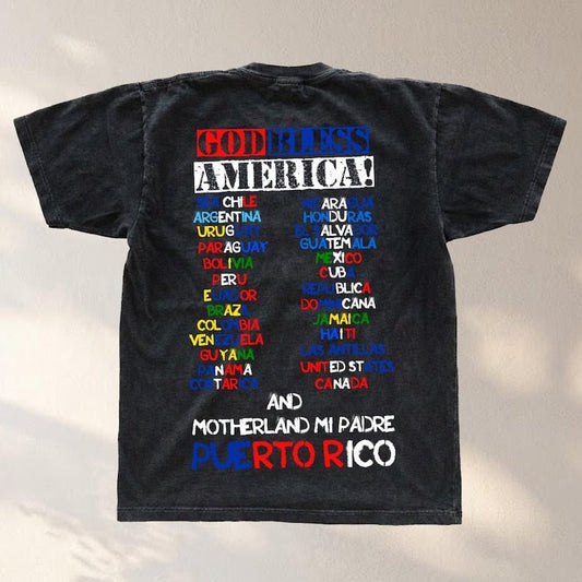 Bad Bunny Together We Are America Vintage Tee | Latino Unity Graphic Shirt | God Bless America Fan Tee - Tuli Clothing