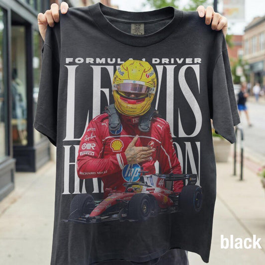 Lewis Hamilton Formula 1 Vintage Fan Tee | F1 Driver 44 Ferrari Fan Shirt | Comfort Colors Ivory Racing Tee - Tuli Clothing