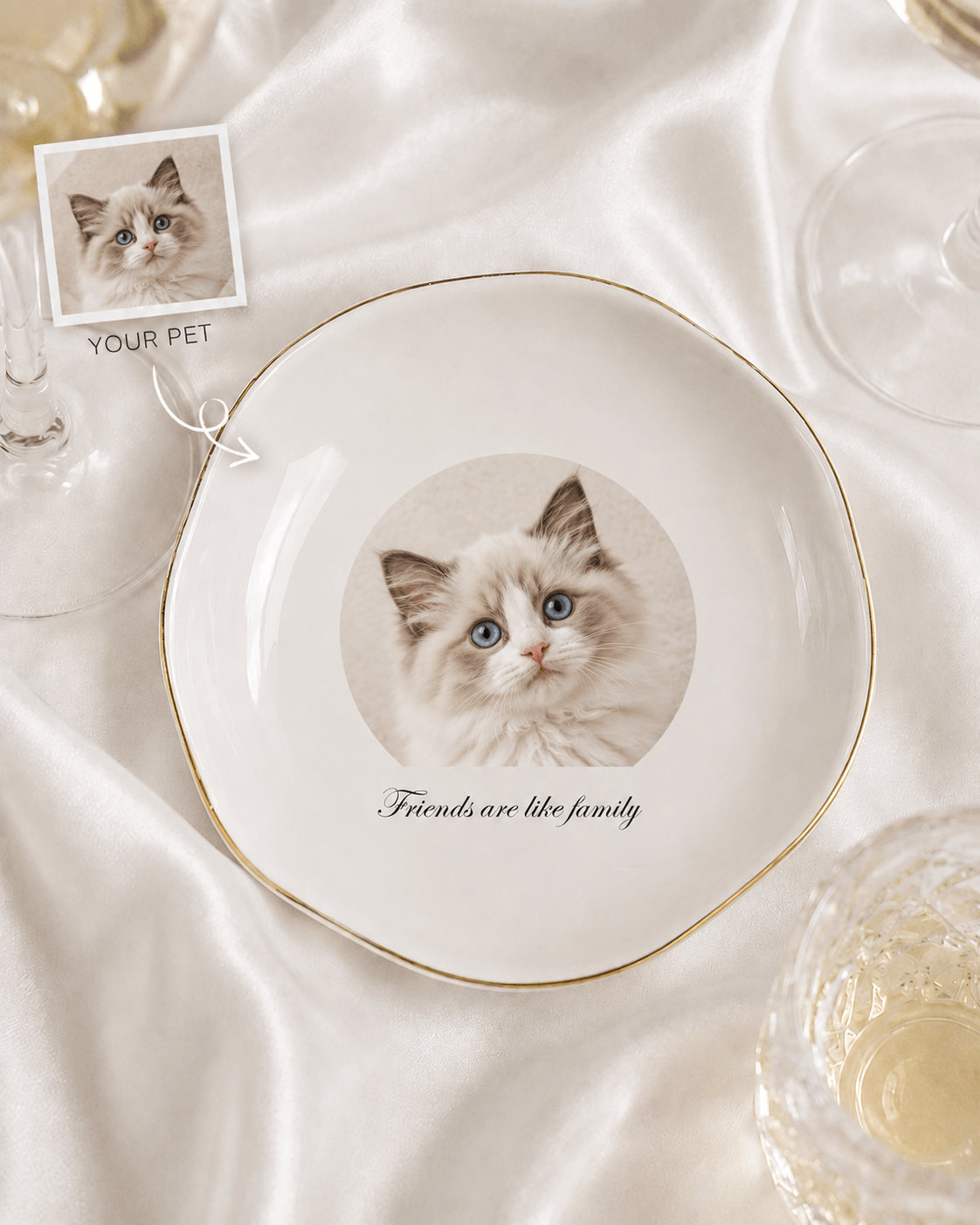 Custom Pet Portrait Plate from Photo – Personalized Dog Cat Ceramic Keepsake Gift