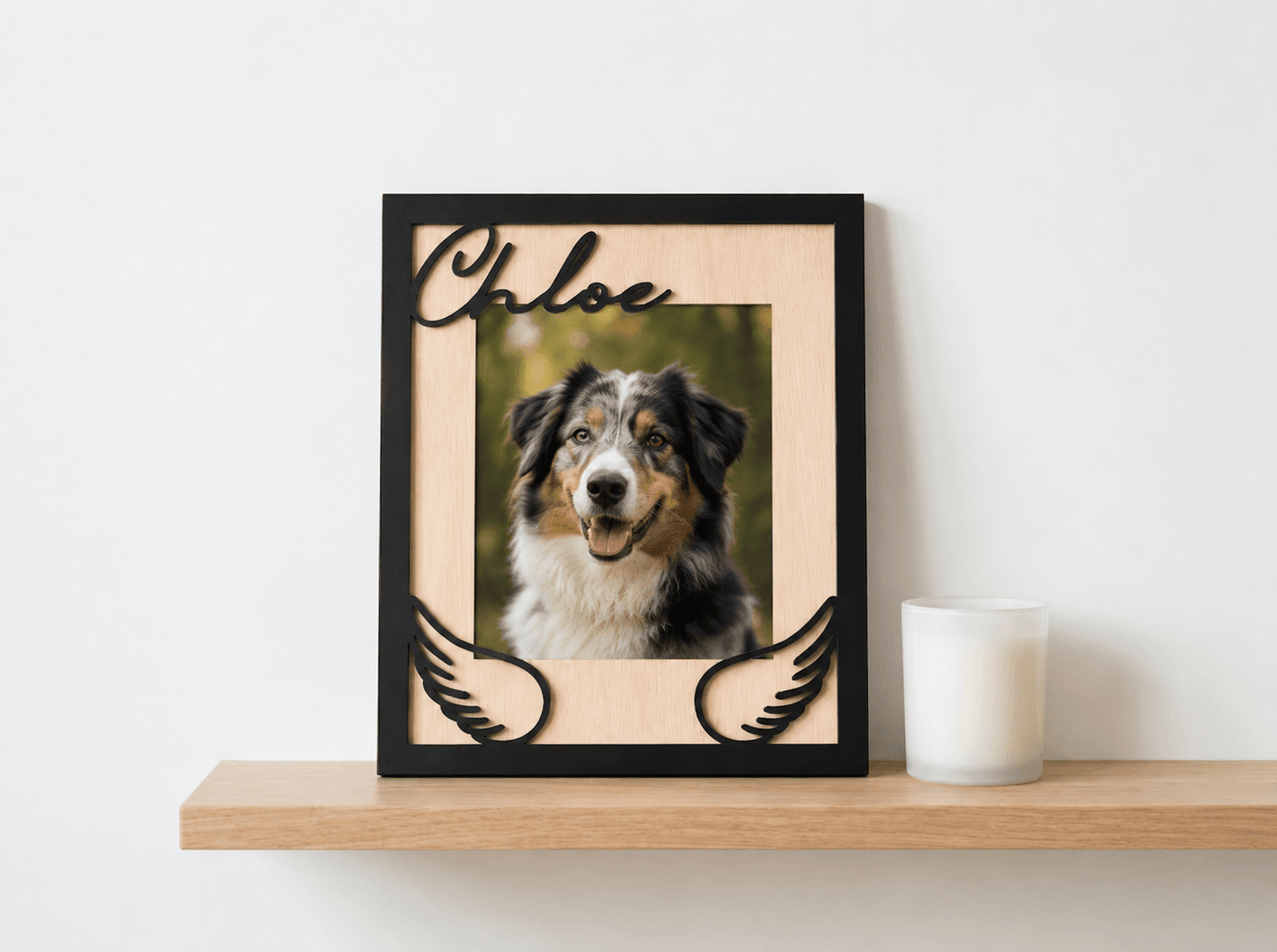 Custom Pet Memorial Picture Frame – Personalized Wooden Dog Photo Frame, Rainbow Bridge Loss Gift - Printoni