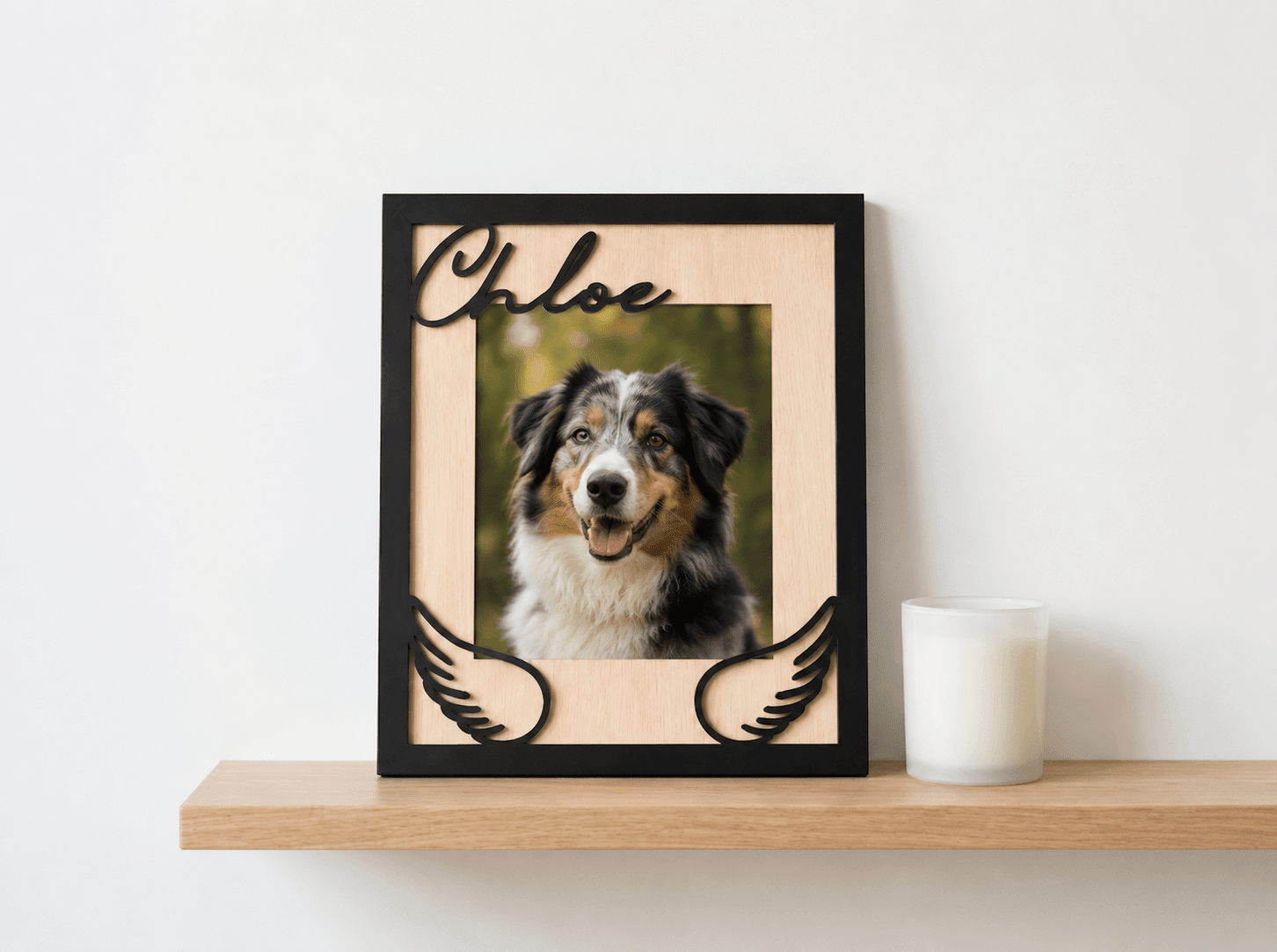 Custom Pet Memorial Picture Frame – Personalized Wooden Dog Photo Frame, Rainbow Bridge Loss Gift - Printoni
