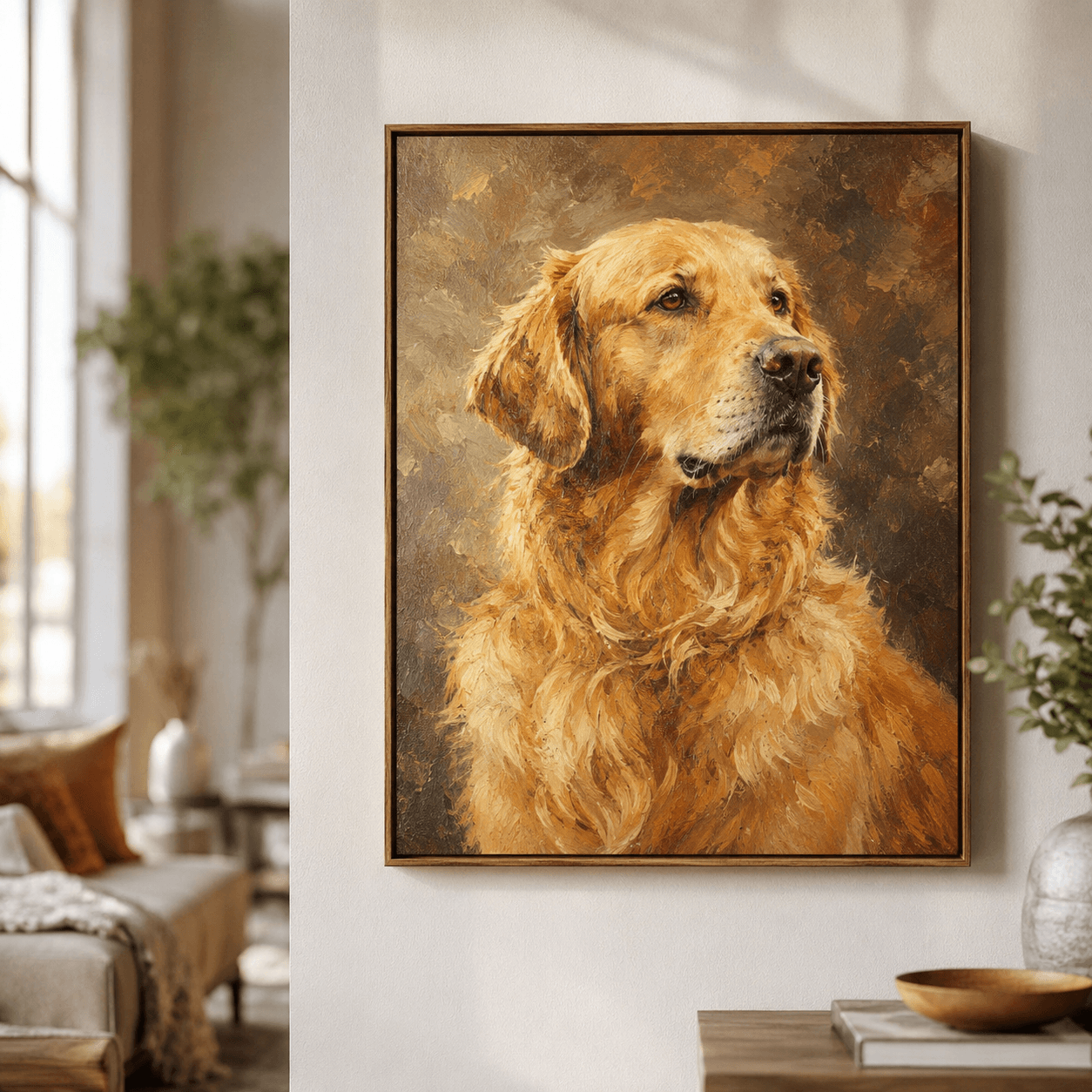 Custom Pet Portrait Oil Painting Style – Personalized Cat Dog Canvas Memorial Gift From Photo - Printoni
