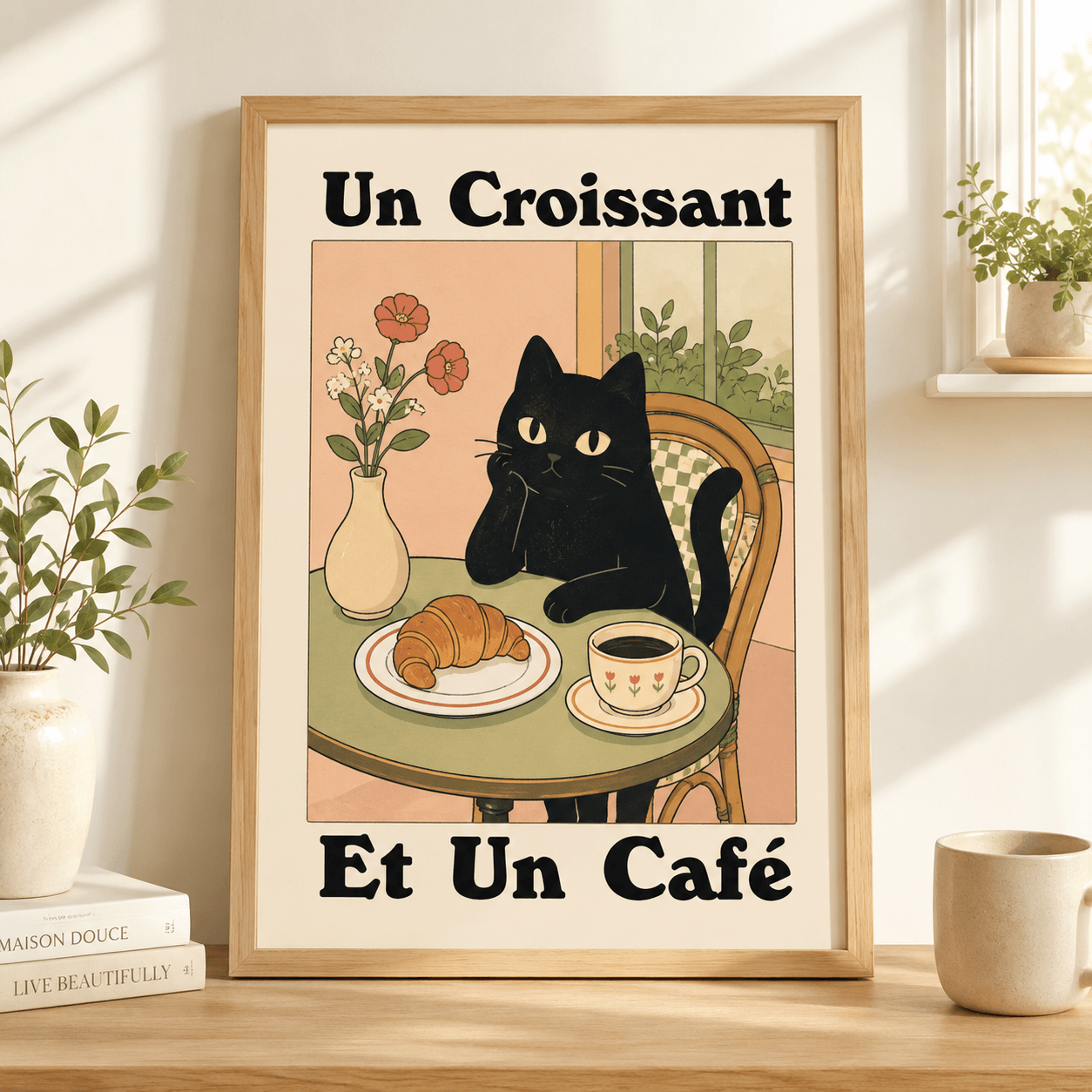 Funny Cat Dog Wall Art Print – Retro Aesthetic Kitchen & Bathroom Pet Poster, Pet Lover Gift