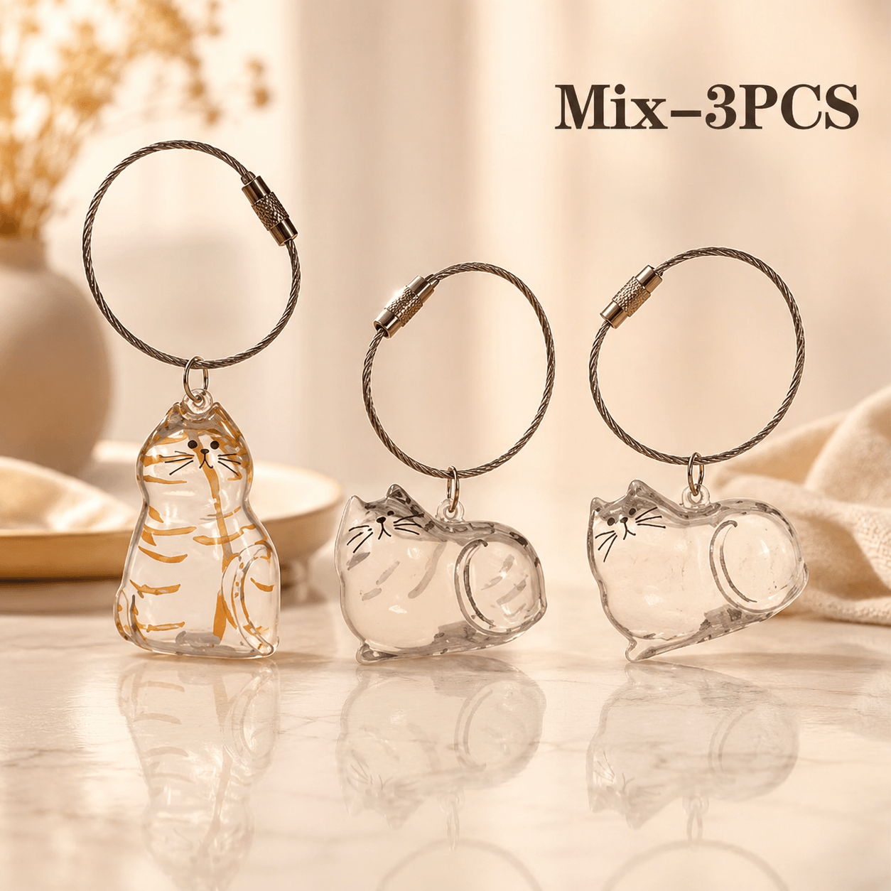 Cat Pet Fur Keepsake Keychain – Memorial Hair Holder Bottle, Pet Loss Gift for Cat Lovers
