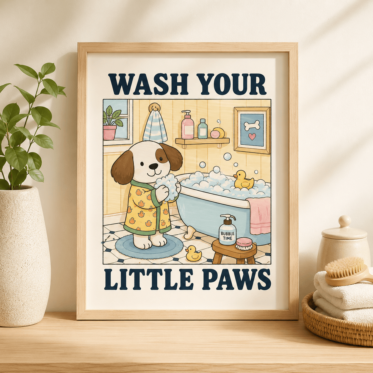 Funny Cat Dog Wall Art Print – Retro Aesthetic Kitchen & Bathroom Pet Poster, Pet Lover Gift