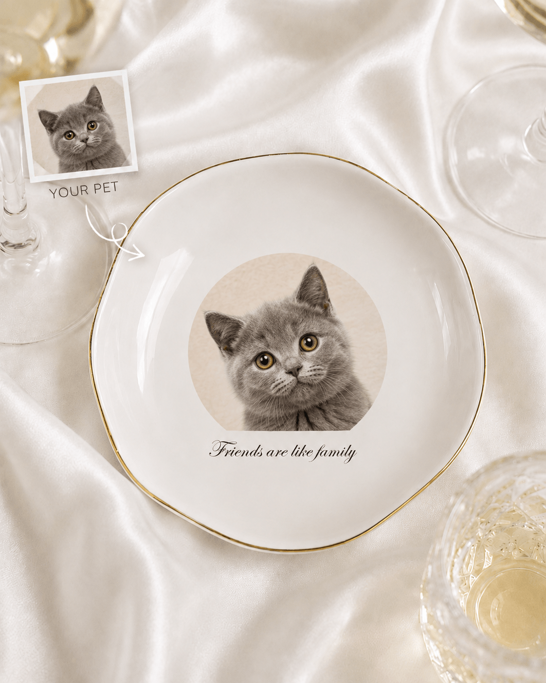 Custom Pet Portrait Plate from Photo – Personalized Dog Cat Ceramic Keepsake Gift