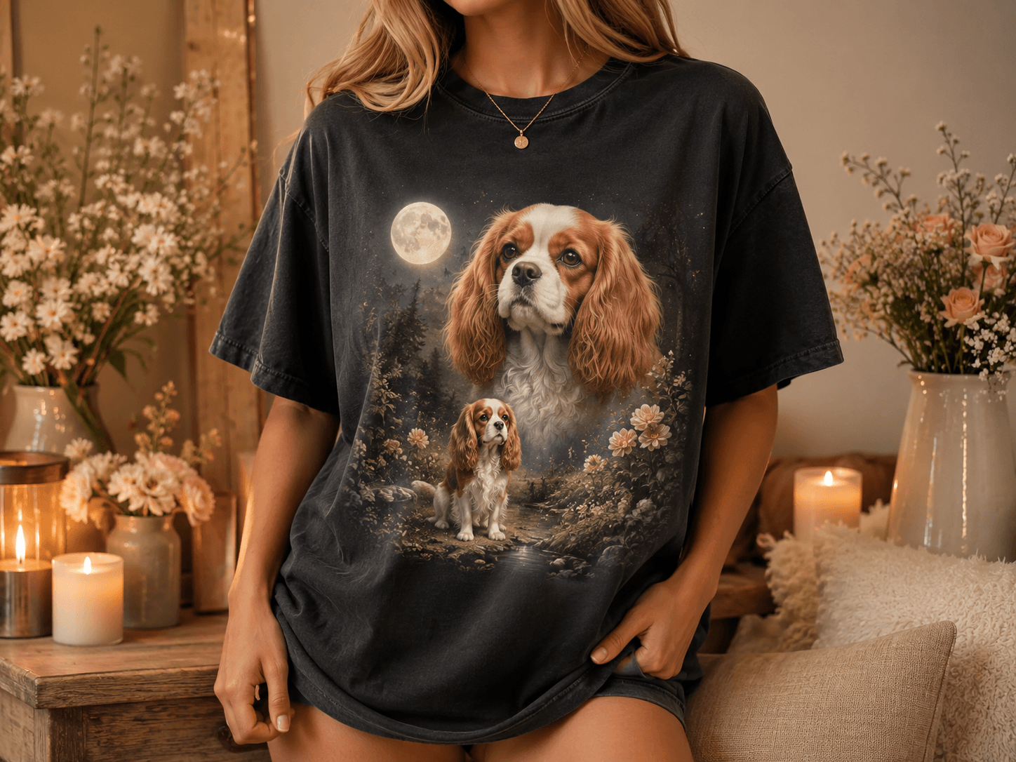 Custom Pet Moon Shirt from Photo, Personalized Celestial Dog Cat Tee, Majestic Pet Portrait T-Shirt, Pet Lover Gift, Comfort Colors