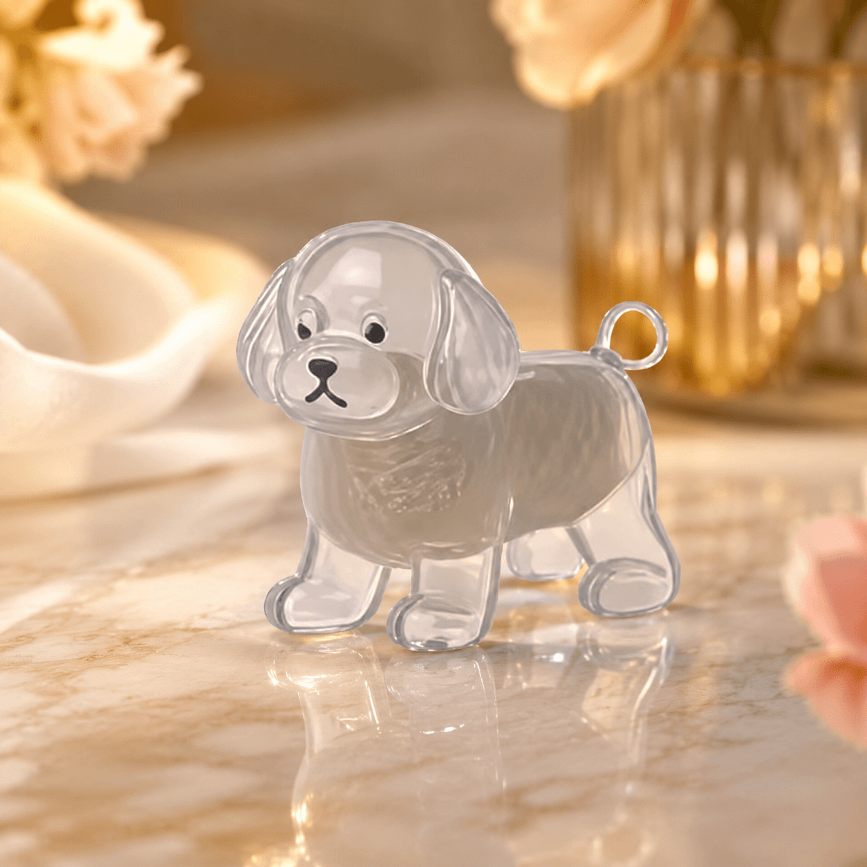 Custom Pet Fur Keepsake Ornament – Personalized Dog Memorial Glass Figurine, Pet Loss Gift