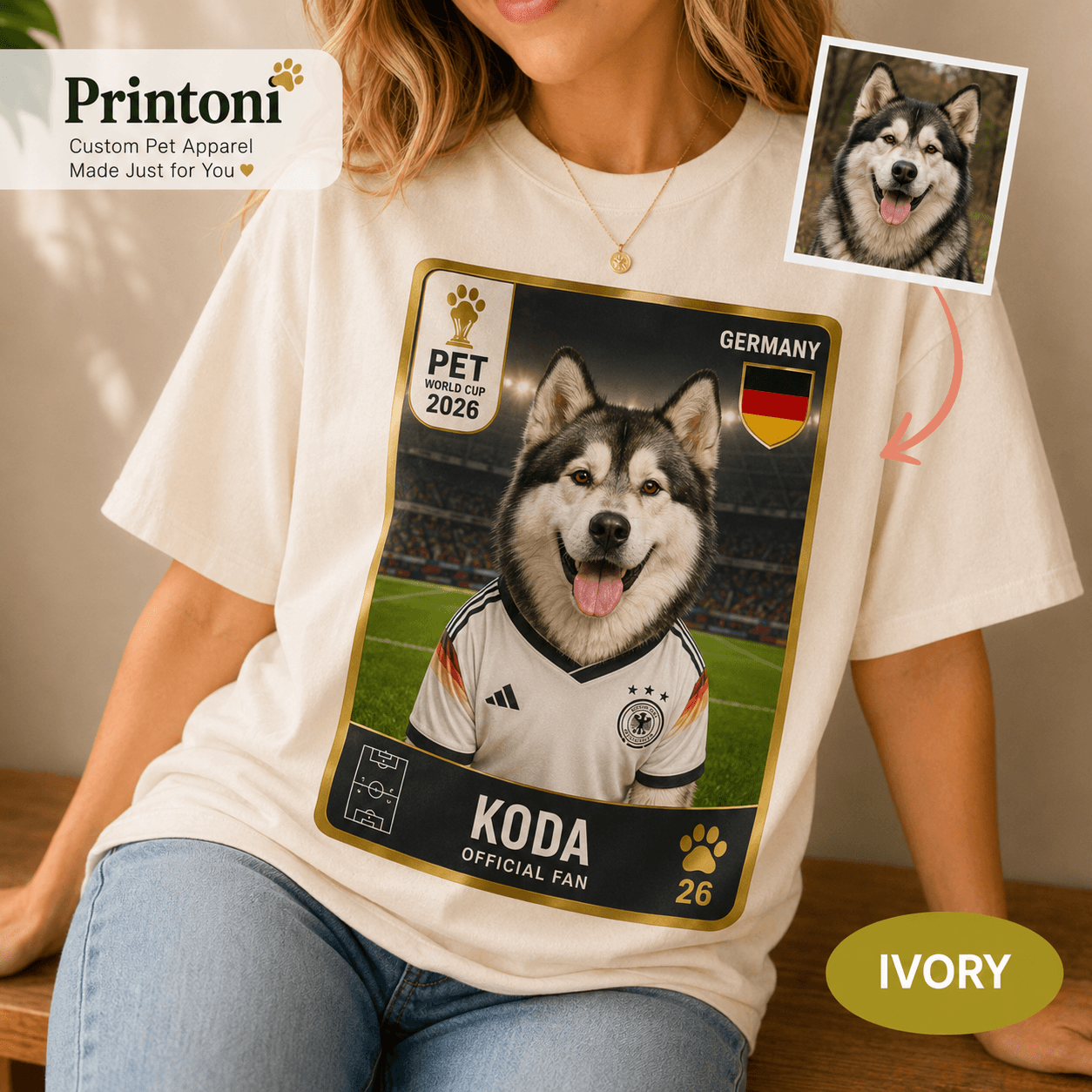 Custom Soccer Pet Shirt from Photo, Personalized Football Fan Dog Cat Tee with Name & Country, Soccer 2026 Gift, Comfort Colors