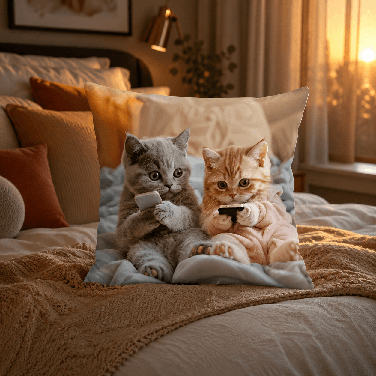 Funny Cat Pillow Cover – Lazy Chonky Cat Throw Cushion Case for Sofa, Cat Lover Gift Decor