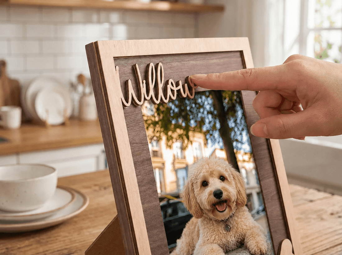 Custom Pet Memorial Picture Frame – Personalized Wooden Dog Photo Frame, Rainbow Bridge Loss Gift - Printoni