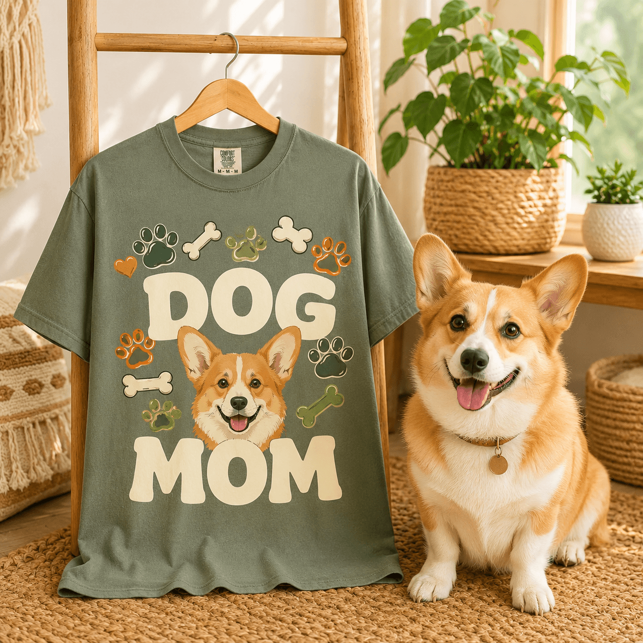 Custom Dog Mom Shirt with Pet Face from Photo, Personalized Dog Portrait Tee, Retro Dog Mom Gift, Dog Lover Christmas Gift