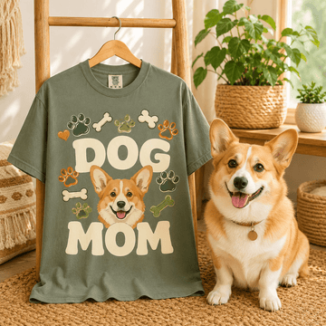 Custom Dog Mom Shirt with Pet Face from Photo, Personalized Dog Portrait Tee, Retro Dog Mom Gift, Dog Lover Christmas Gift