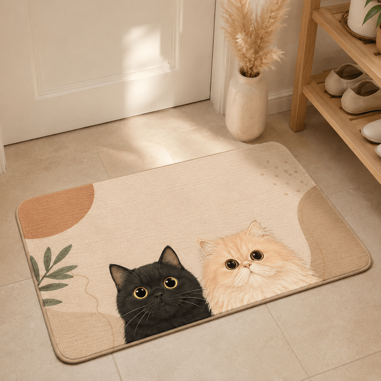 Dog and Cat Welcome Doormat – Cute Pet Door Mat for Dog Cat Lovers, Home Entrance Decor
