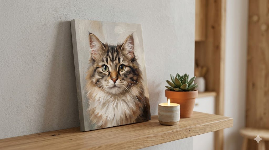 Custom Pet Portrait Oil Painting Style – Personalized Cat Dog Canvas Memorial Gift From Photo - Printoni