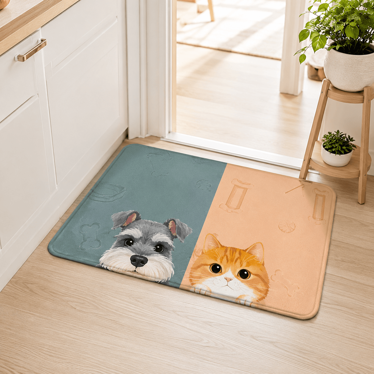 Dog and Cat Welcome Doormat – Cute Pet Door Mat for Dog Cat Lovers, Home Entrance Decor