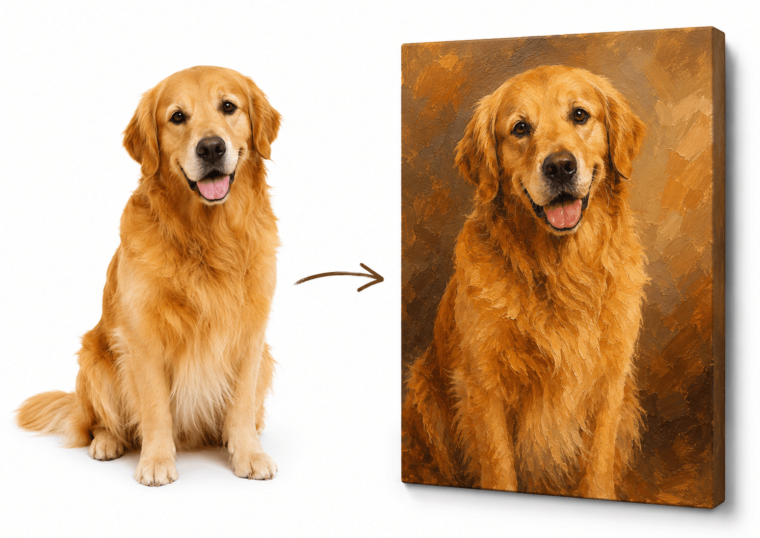 Custom Pet Portrait Oil Painting Style – Personalized Cat Dog Canvas Memorial Gift From Photo - Printoni