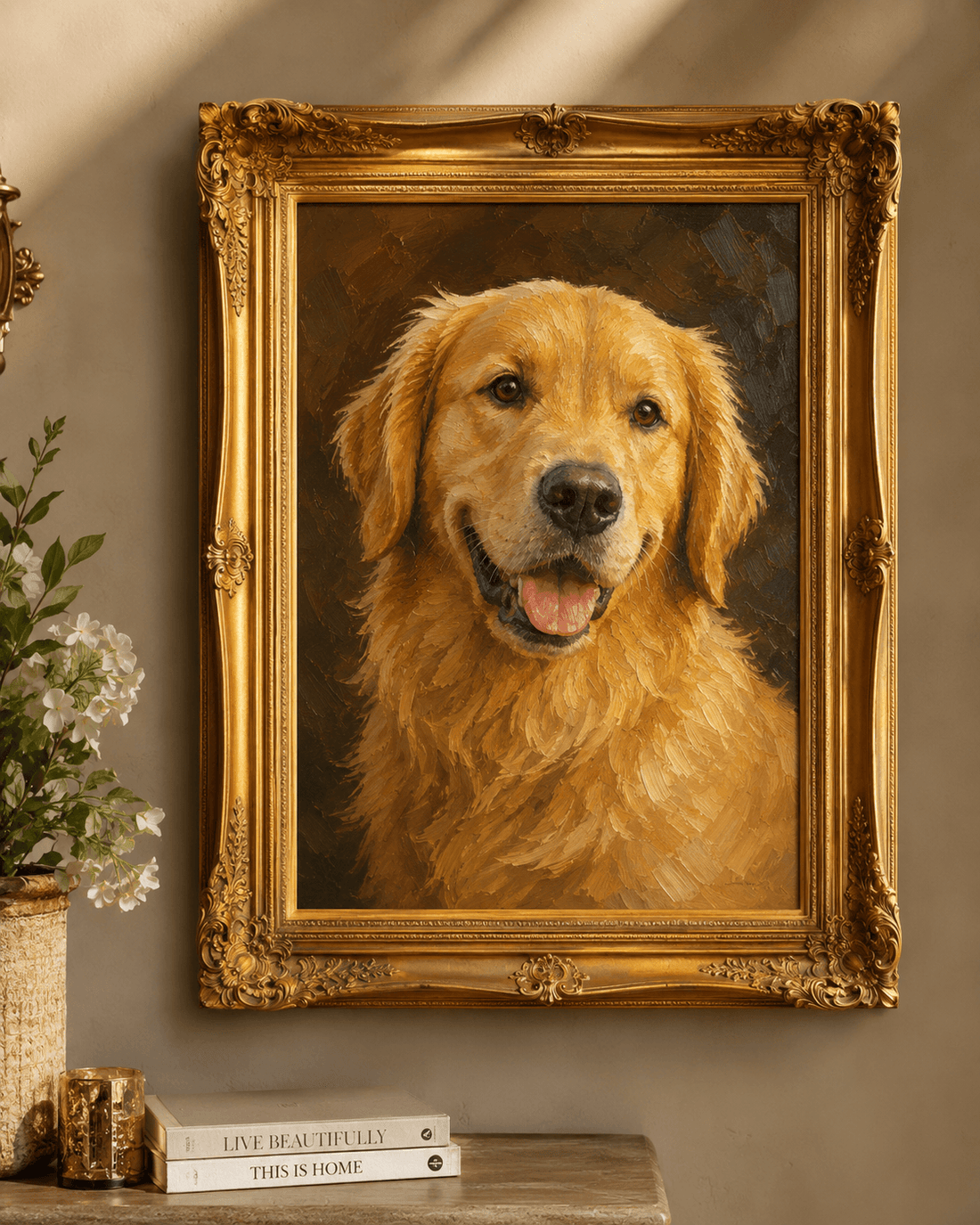 Custom Pet Portrait Oil Painting Style – Personalized Cat Dog Canvas Memorial Gift From Photo - Printoni