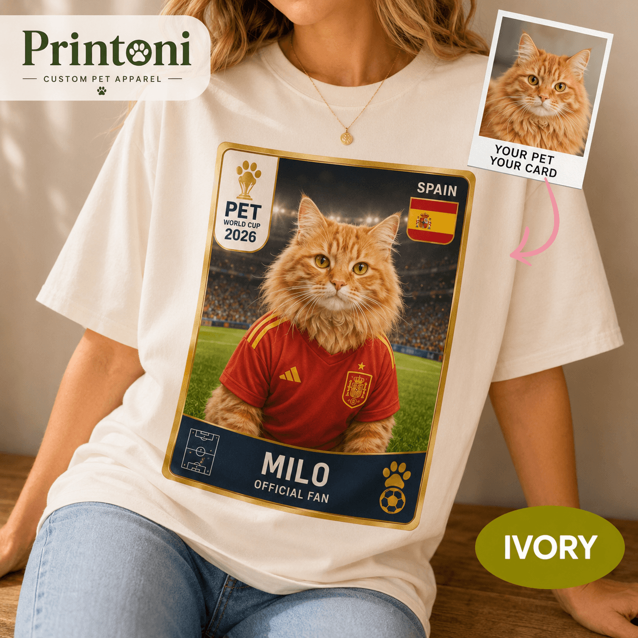 Custom Soccer Pet Shirt from Photo, Personalized Football Fan Dog Cat Tee with Name & Country, Soccer 2026 Gift, Comfort Colors