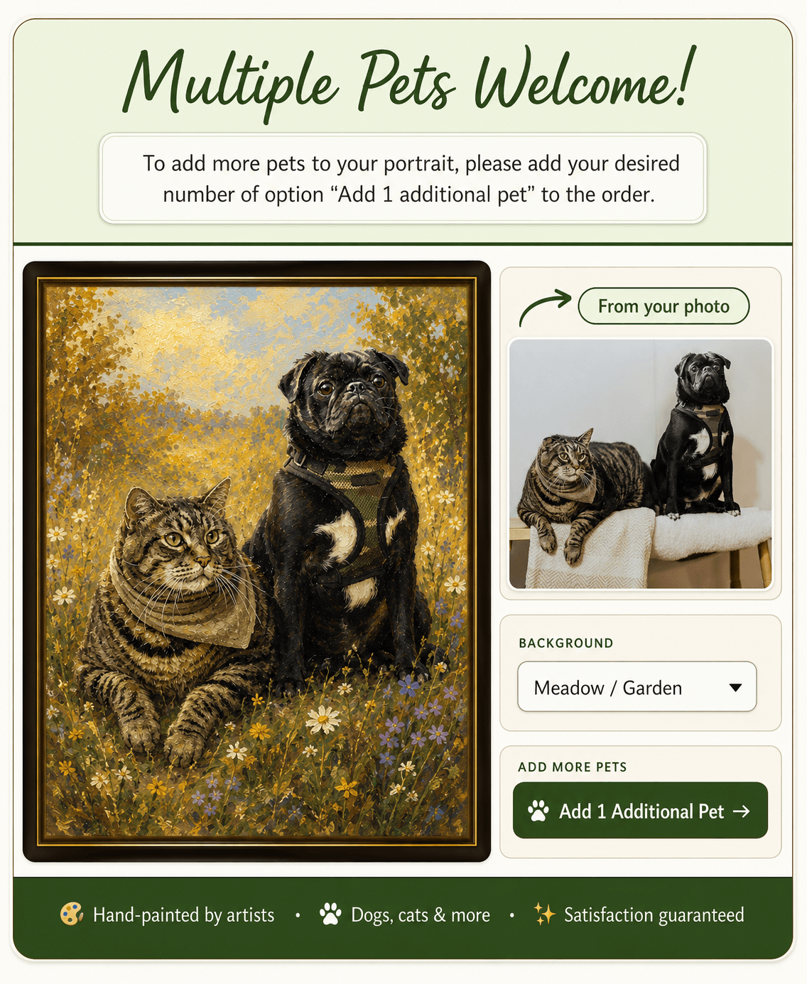Custom Pet Portrait Oil Painting Style – Personalized Cat Dog Canvas Memorial Gift From Photo - Printoni