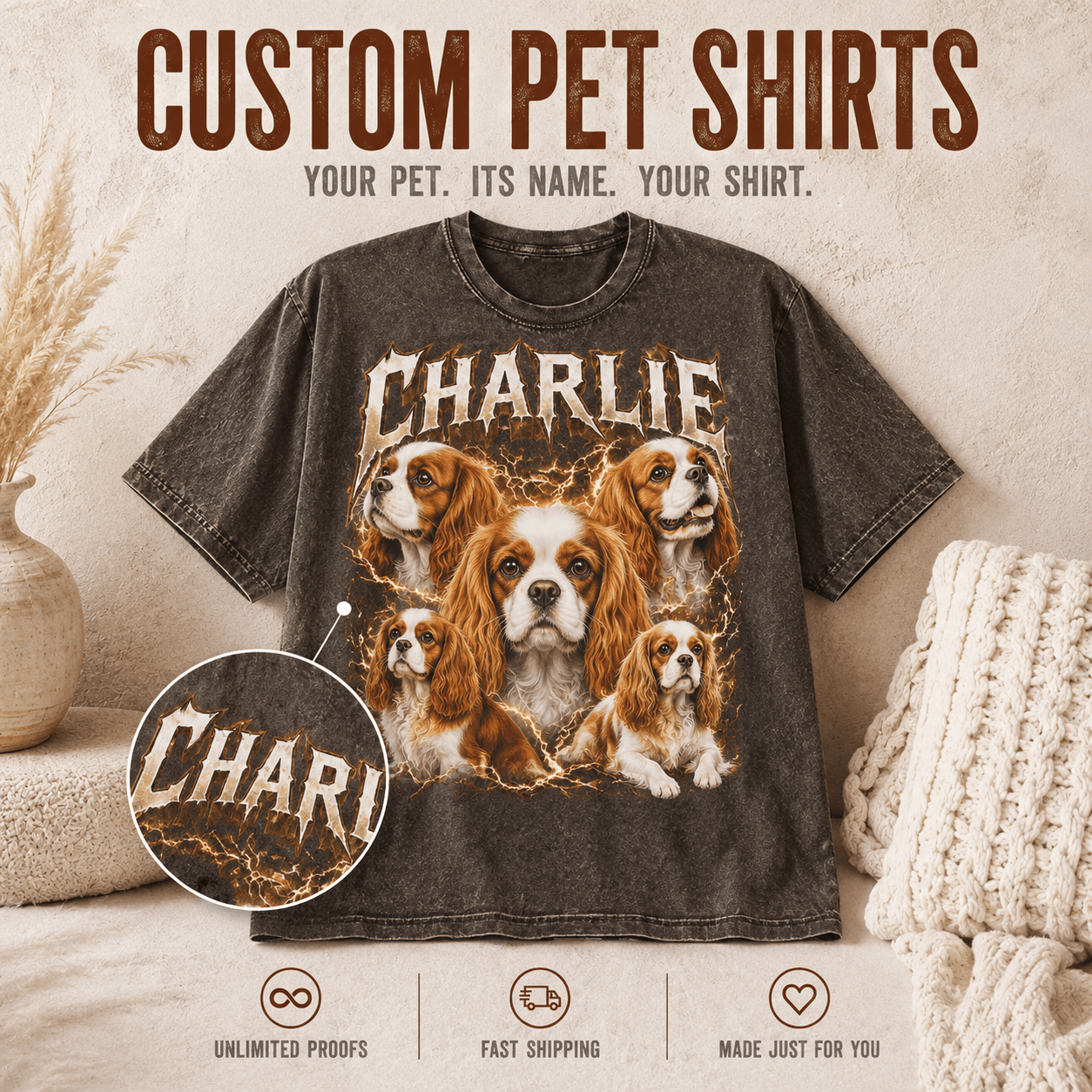 Custom Pet Portrait Shirt from Photo, Personalized Metal Band Pet Tee, 90s Rock Dog Cat Shirt with Name, Pet Lover Gift, Comfort Colors