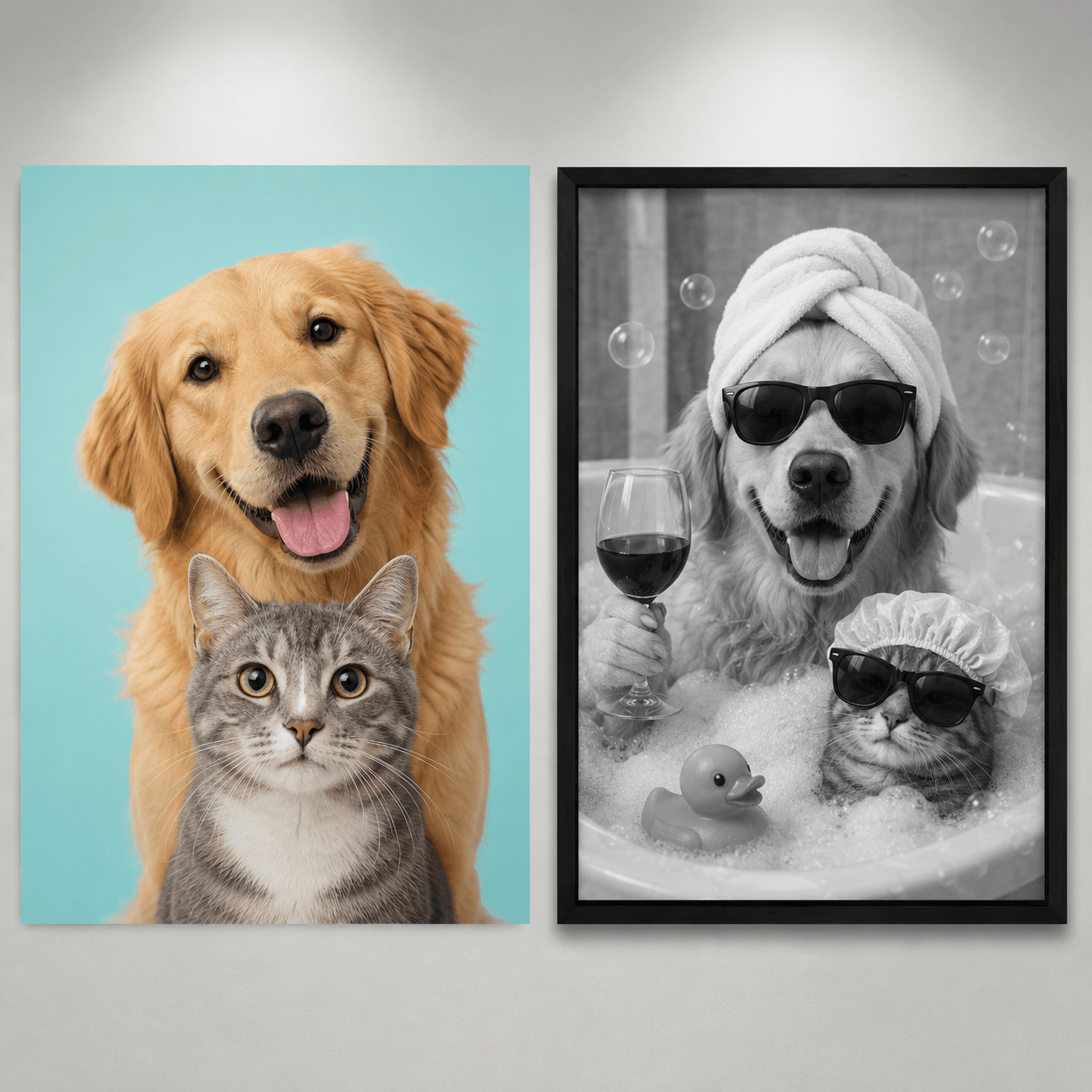 Custom Pet Portrait, Funny Bathroom Canvas Print, Dog Toilet Art (Poster/Canvas,Frame Canvas) - Printoni