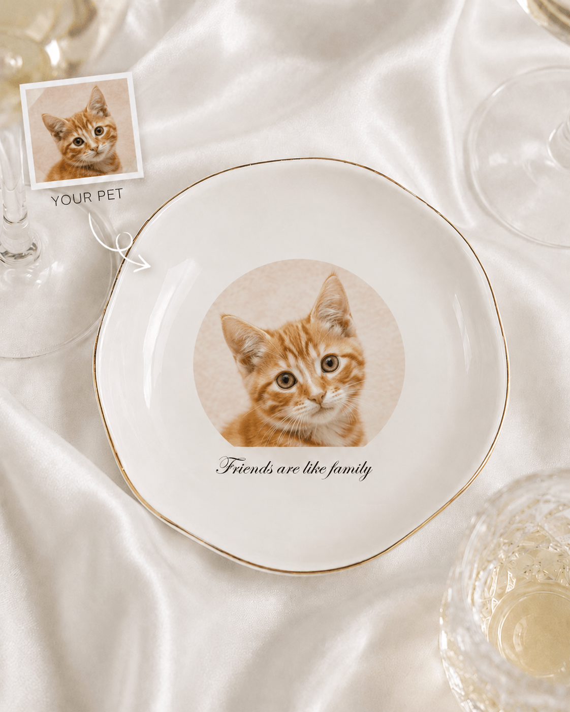 Custom Pet Portrait Plate from Photo – Personalized Dog Cat Ceramic Keepsake Gift