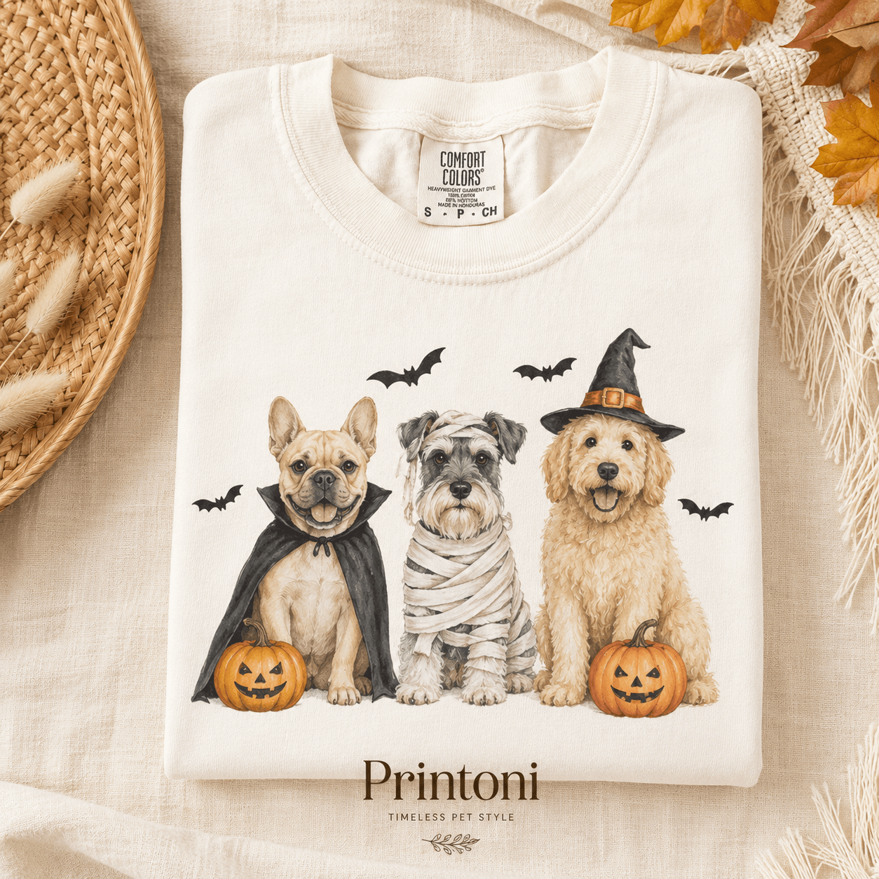Halloween Pet Shirt, Cute Dog Cat Costume Comfort Colors Tee, Spooky Season Dog Lover Gift, Fall Pumpkin Ghost Cat Shirt