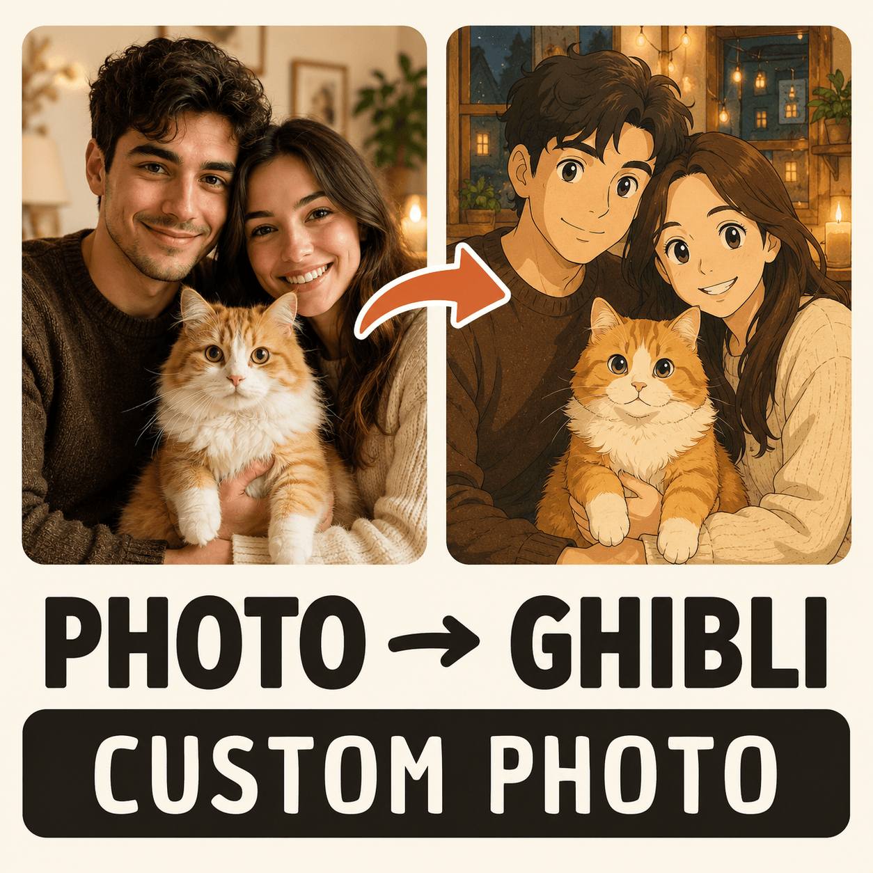 Custom Anime Style Portrait from Photo – Personalized Family Pet Canvas Wall Art Gift