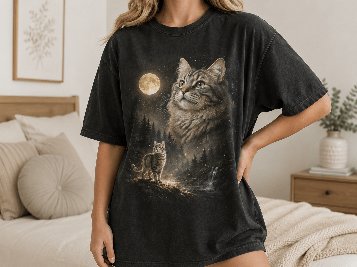 Custom Pet Moon Shirt from Photo, Personalized Celestial Dog Cat Tee, Majestic Pet Portrait T-Shirt, Pet Lover Gift, Comfort Colors