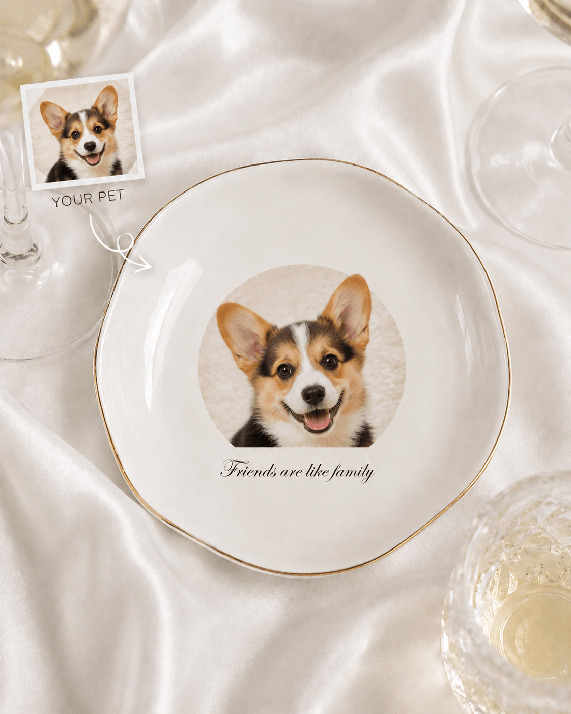 Custom Pet Portrait Plate from Photo – Personalized Dog Cat Ceramic Keepsake Gift