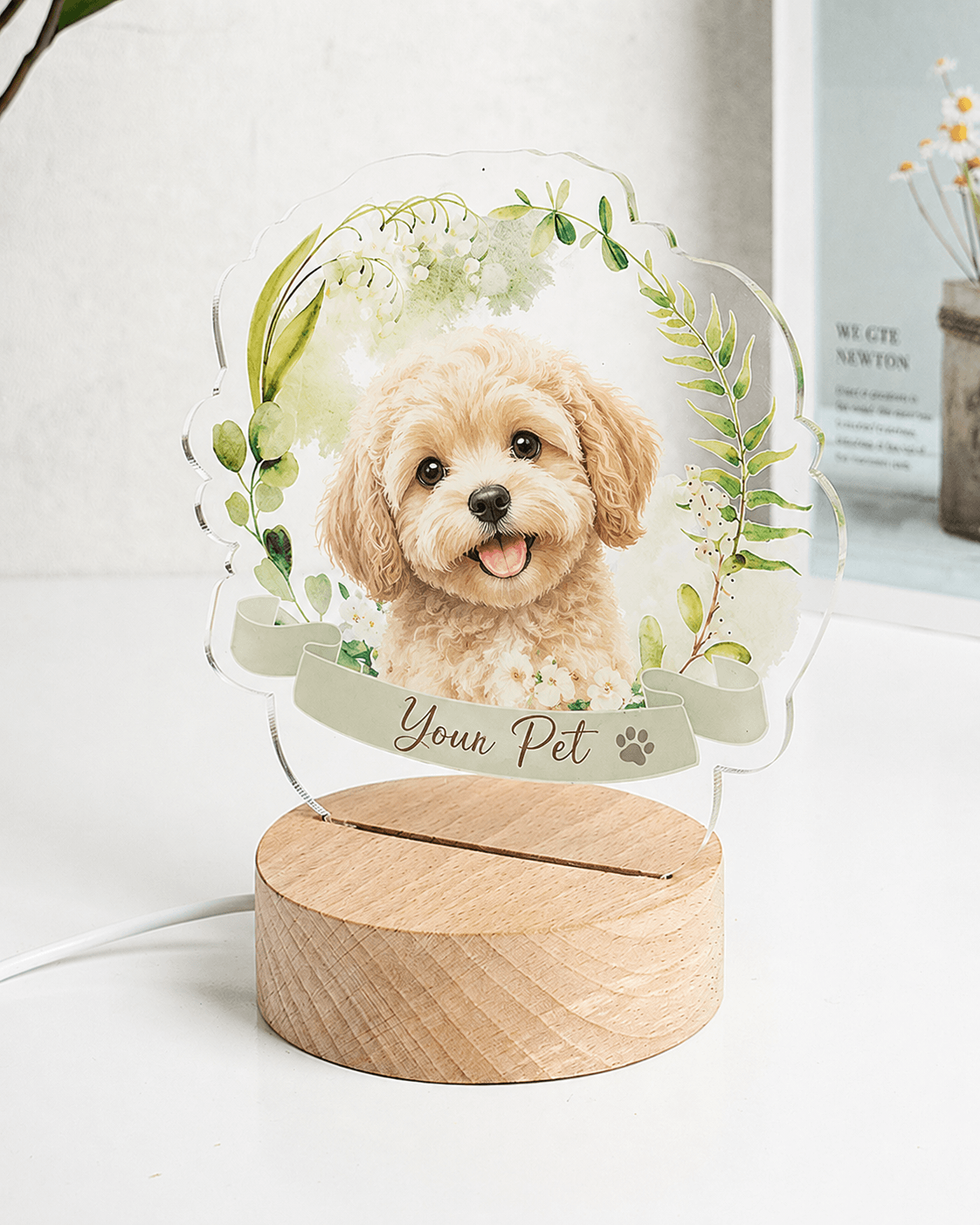 Custom Pet Photo Night Light from Photo – Personalized Dog Cat Acrylic LED Lamp Gift