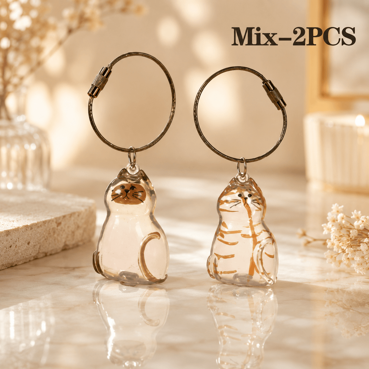 Cat Pet Fur Keepsake Keychain – Memorial Hair Holder Bottle, Pet Loss Gift for Cat Lovers