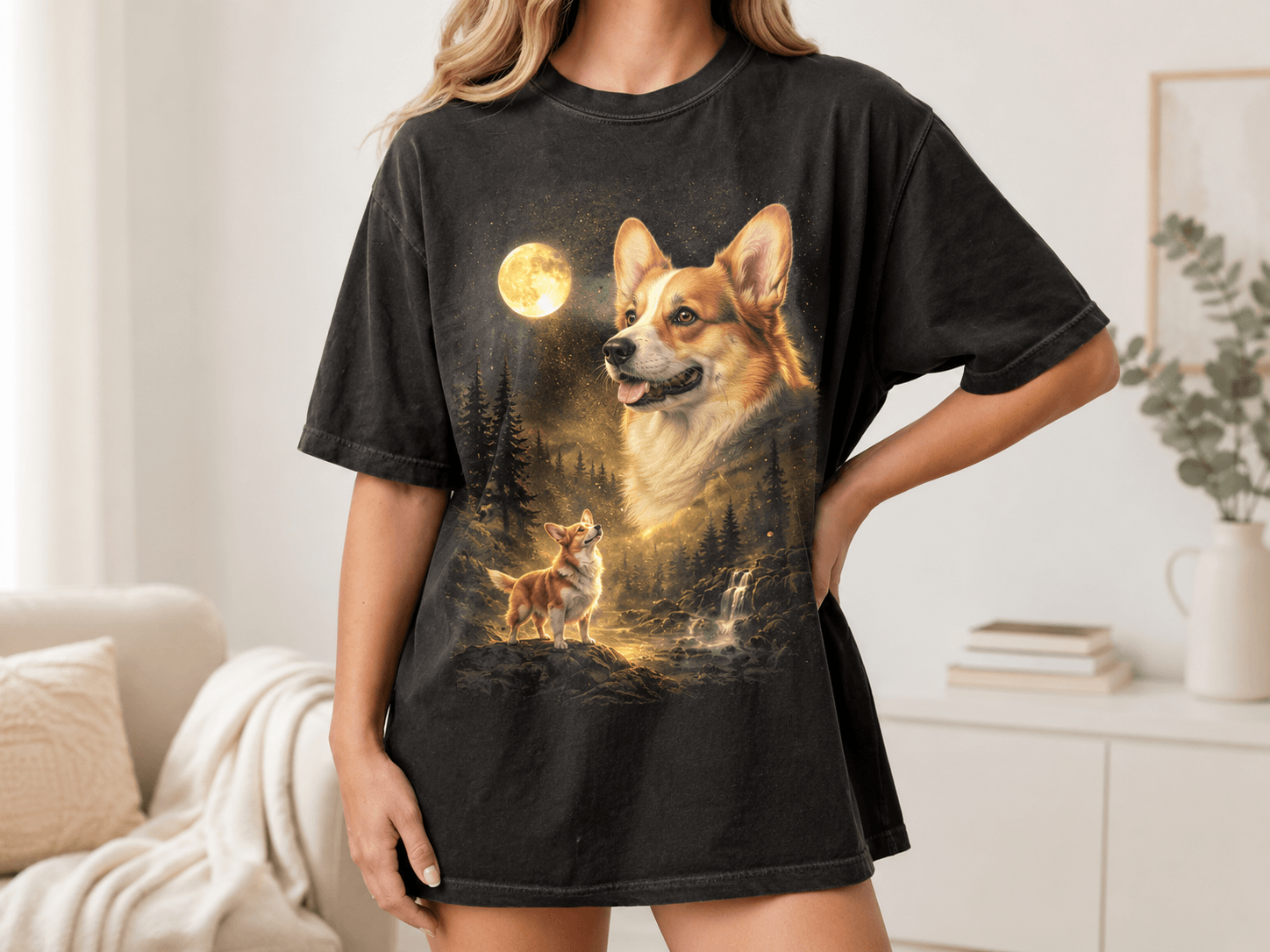 Custom Pet Moon Shirt from Photo, Personalized Celestial Dog Cat Tee, Majestic Pet Portrait T-Shirt, Pet Lover Gift, Comfort Colors