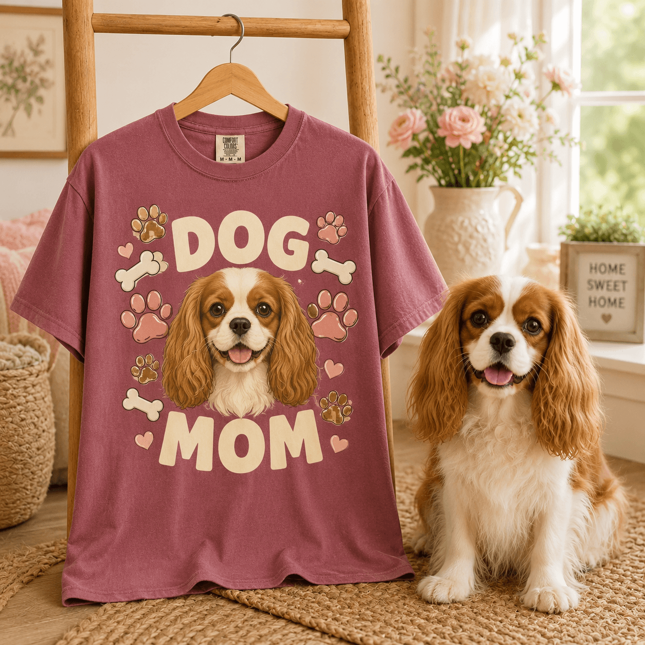 Custom Dog Mom Shirt with Pet Face from Photo, Personalized Dog Portrait Tee, Retro Dog Mom Gift, Dog Lover Christmas Gift