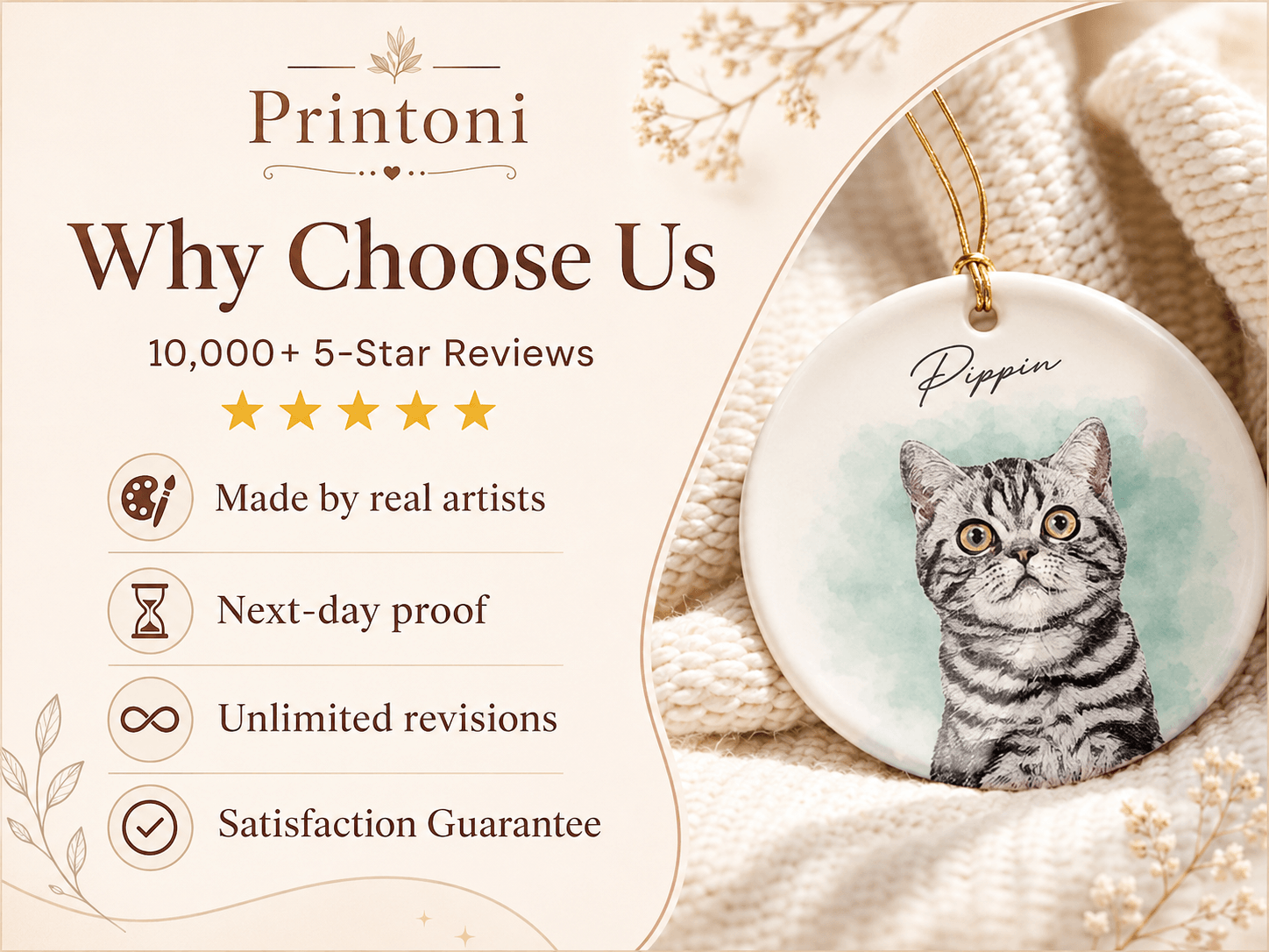 Custom Pet Memorial Ornament from Photo, Personalized Dog Cat Portrait Keepsake, Pet Loss Sympathy Gift, In Loving Memory Ornament