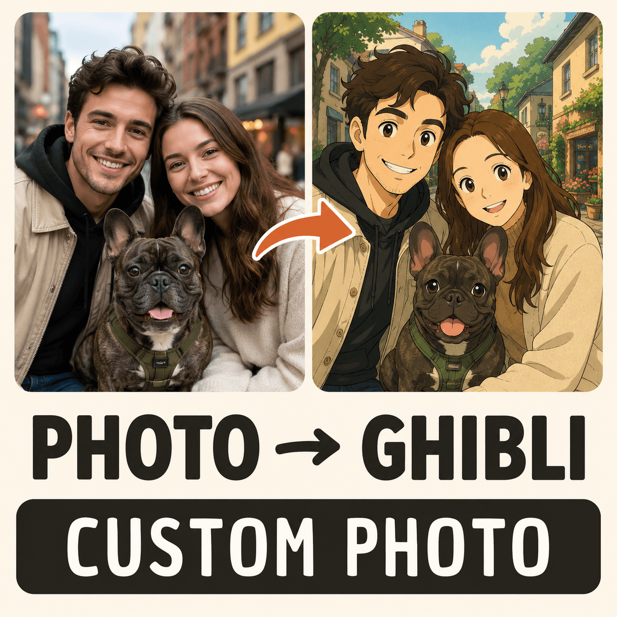Custom Anime Style Portrait from Photo – Personalized Family Pet Canvas Wall Art Gift
