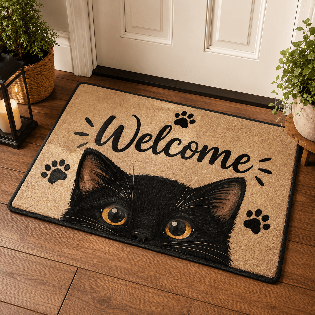 Welcome Doormat – Cute Peeking Dog Cat Door Mat, Pet Lover Gift Home Decor