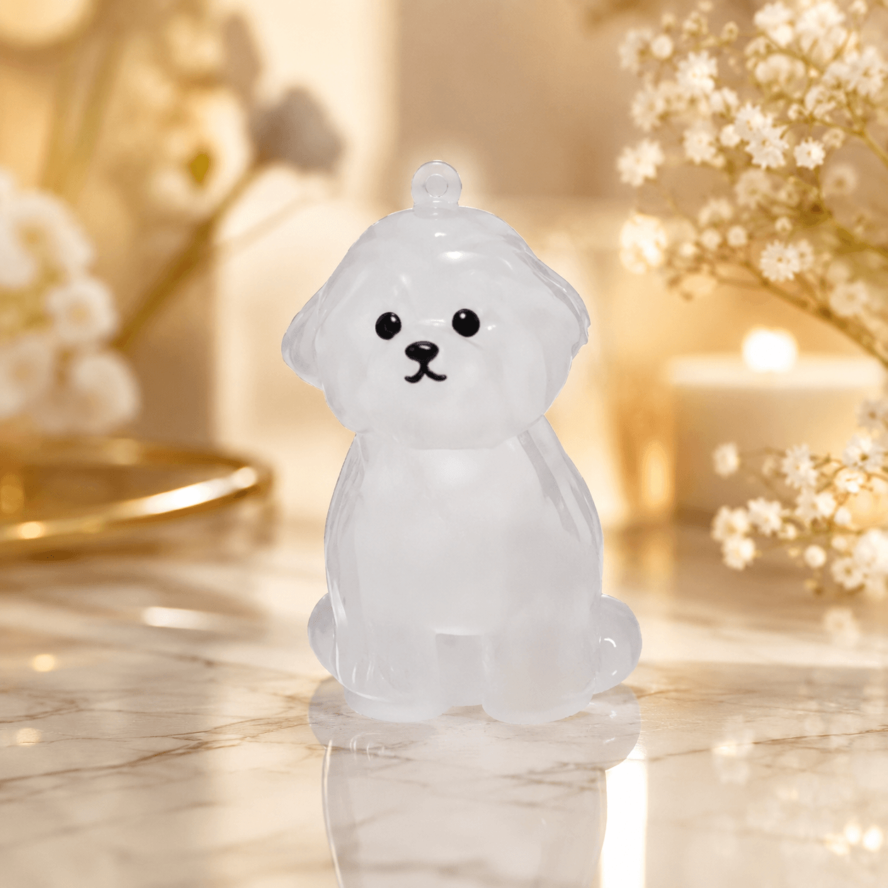 Custom Pet Fur Keepsake Ornament – Personalized Dog Memorial Glass Figurine, Pet Loss Gift
