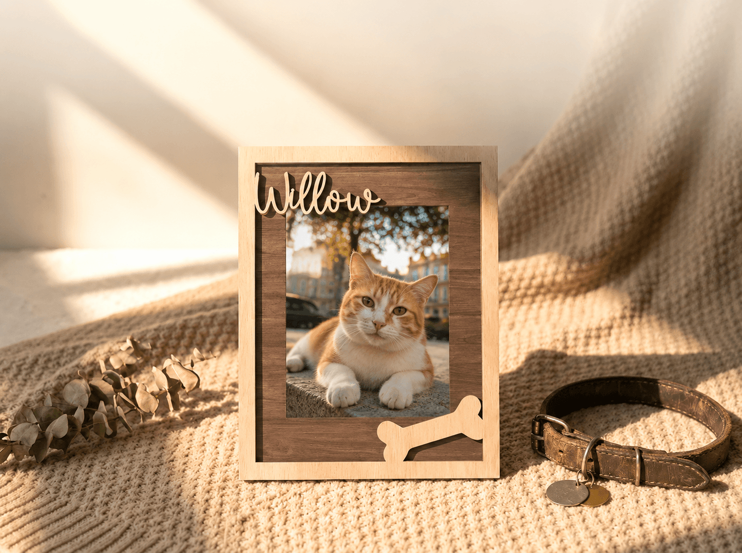 Custom Pet Memorial Picture Frame – Personalized Wooden Dog Photo Frame, Rainbow Bridge Loss Gift - Printoni