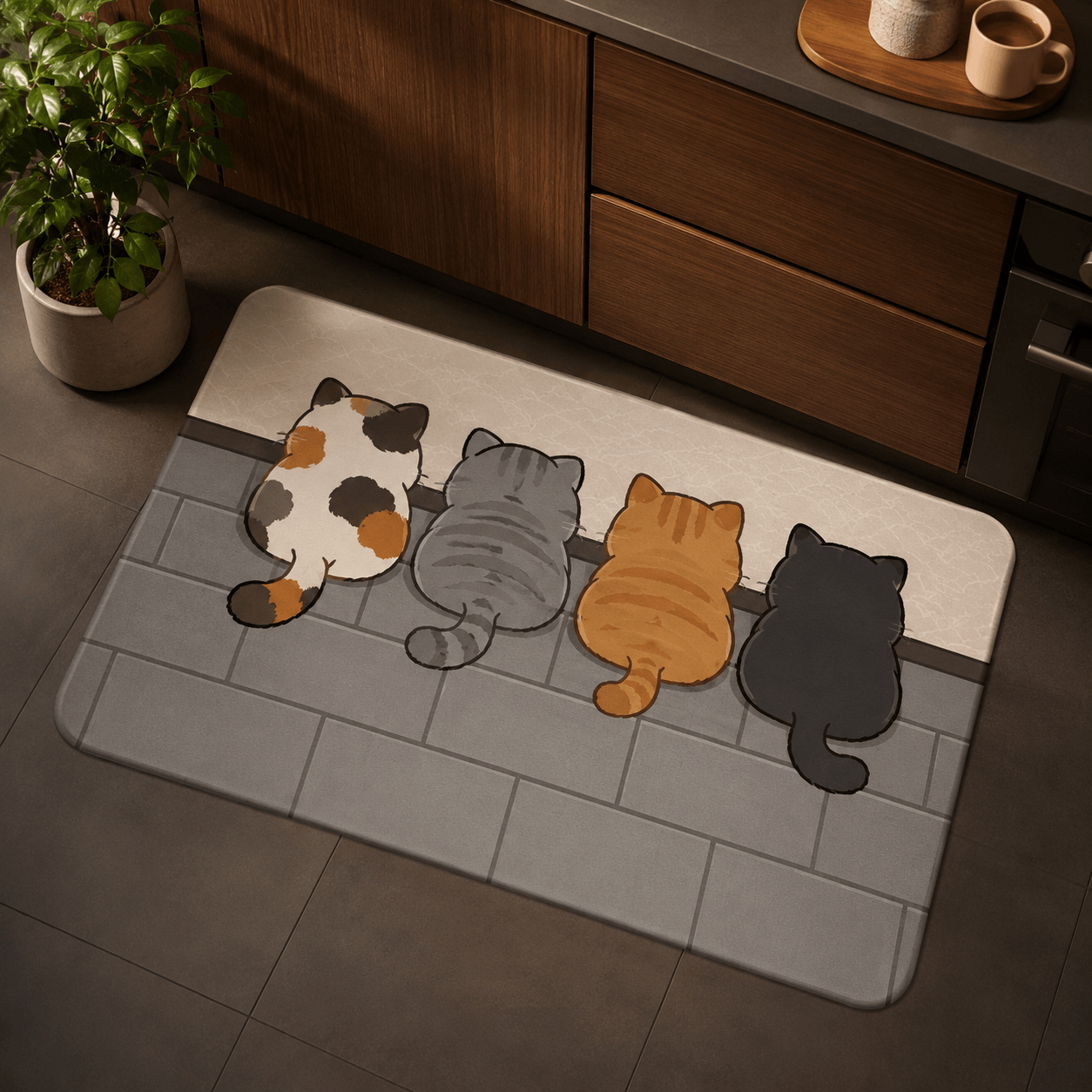 Cute Cat Bath Mat – Funny Cats from Behind Non-Slip Bathroom Rug