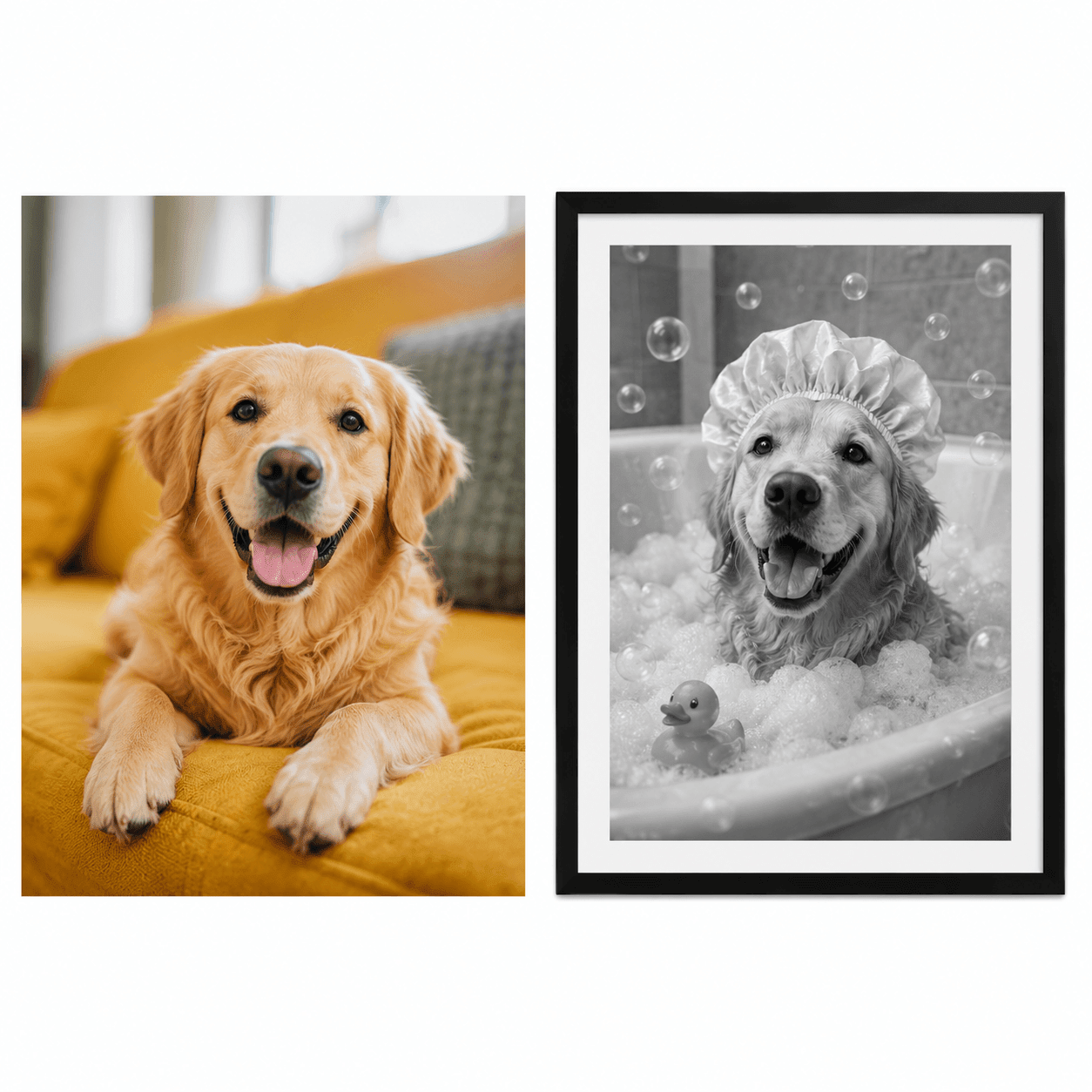 Custom Pet Portrait, Funny Bathroom Canvas Print, Dog Toilet Art (Poster/Canvas,Frame Canvas) - Printoni