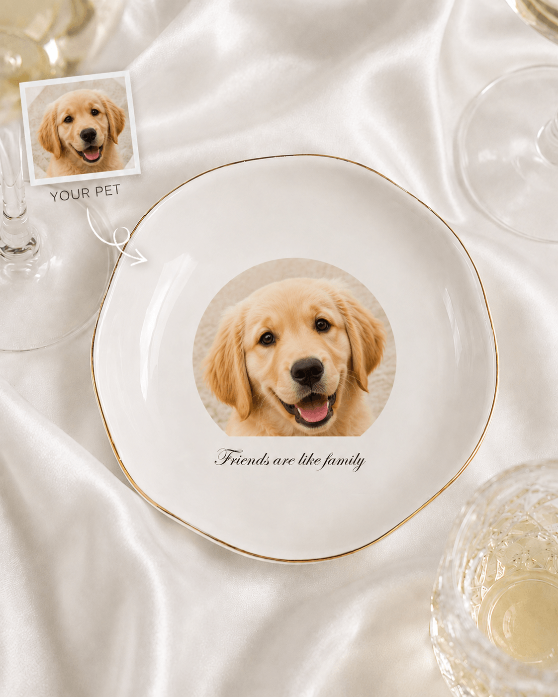 Custom Pet Portrait Plate from Photo – Personalized Dog Cat Ceramic Keepsake Gift