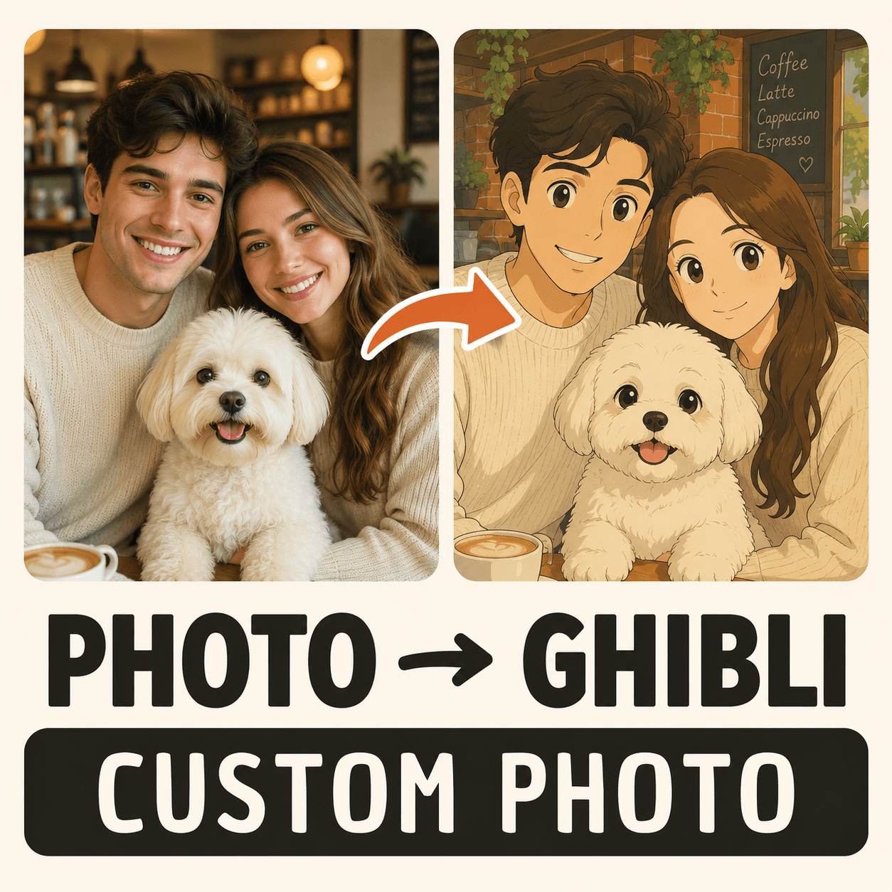 Custom Anime Style Portrait from Photo – Personalized Family Pet Canvas Wall Art Gift