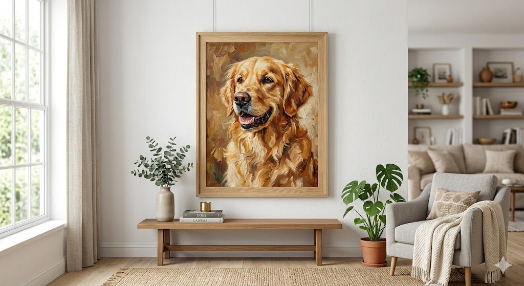 Custom Pet Portrait Oil Painting Style – Personalized Cat Dog Canvas Memorial Gift From Photo - Printoni