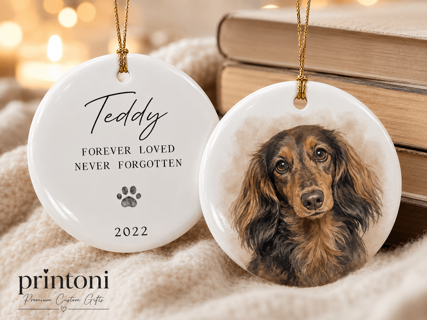 Custom Pet Memorial Ornament from Photo, Personalized Dog Cat Portrait Keepsake, Pet Loss Sympathy Gift, In Loving Memory Ornament