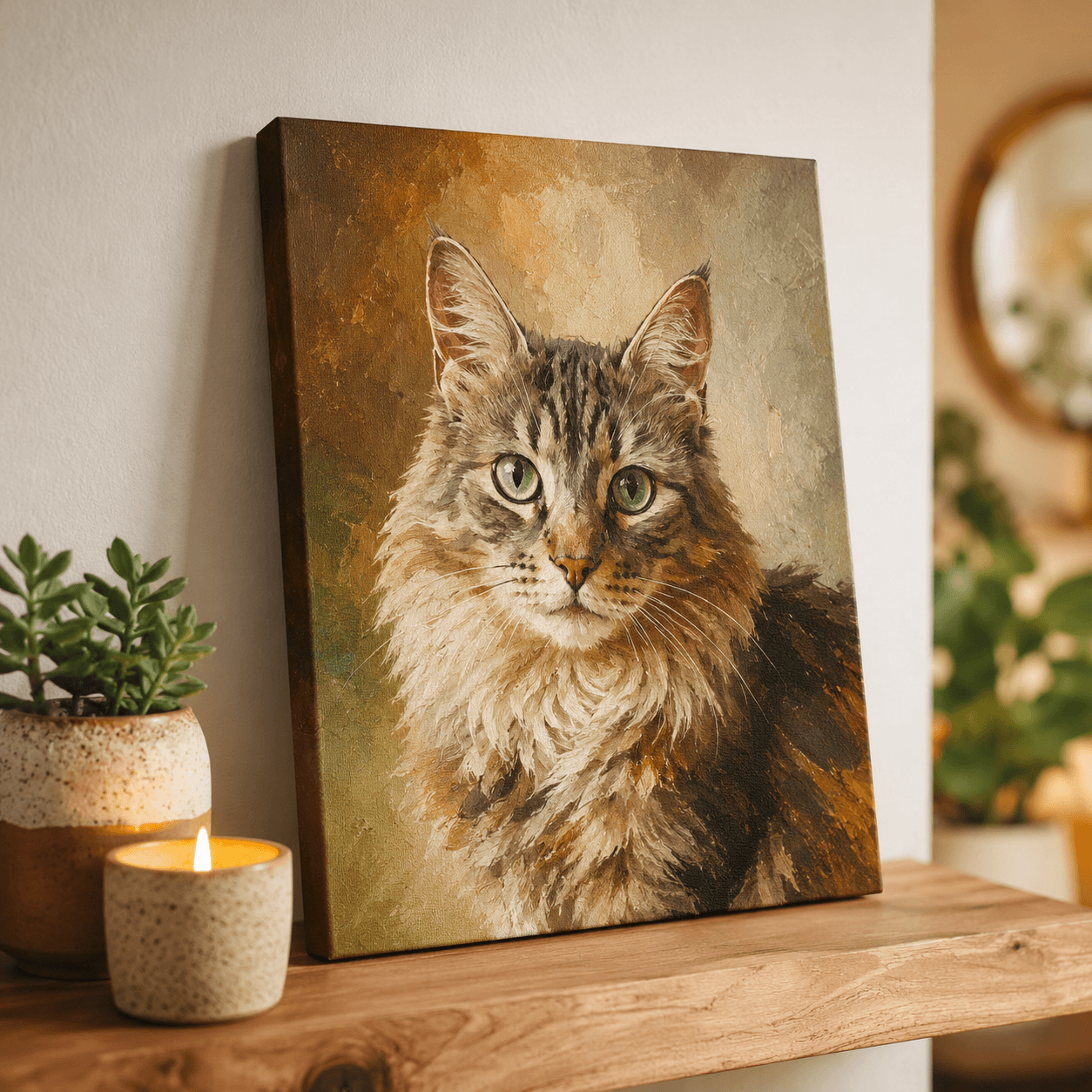 Custom Pet Portrait Oil Painting Style – Personalized Cat Dog Canvas Memorial Gift From Photo - Printoni